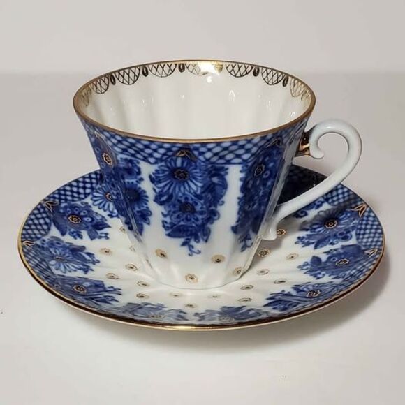 Lomonosov Teacup and Saucer Blue Russia - Picture 7 of 8